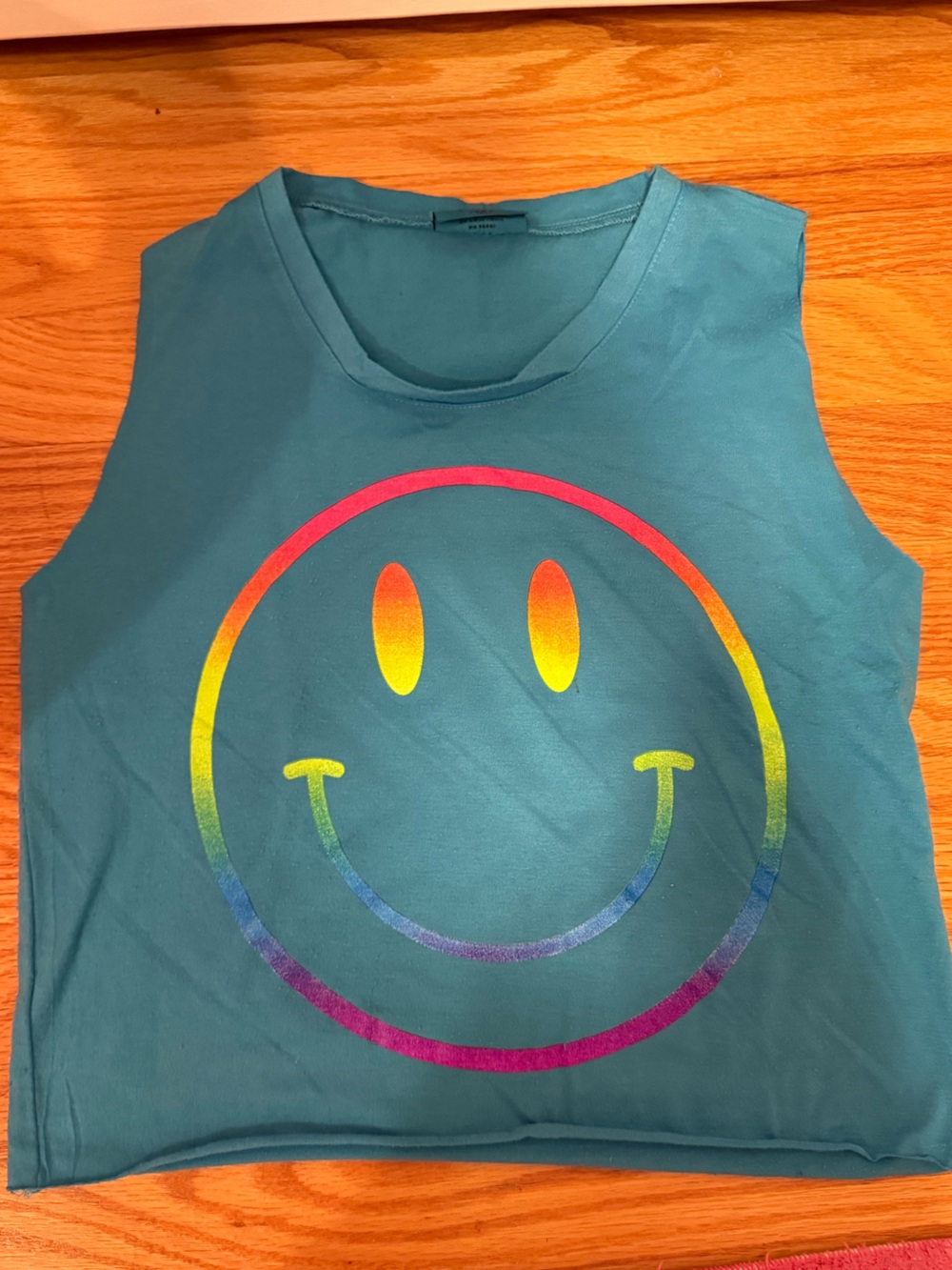 Firehouse Kids Teal Smile Tank Top with Rainbow Face Sz S/M
